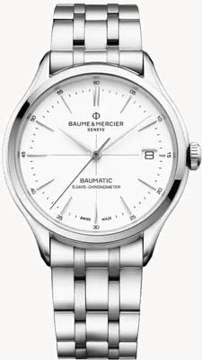 Baume & Mercier Clifton Baumatic Chronometer (40mm) Pure White Dial / Stainless Steel Bracelet 10505