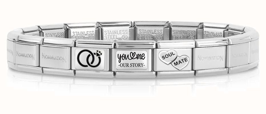 Nomination Composable WEDDING DAY Bracelet (3 links + Stainless Steel Base Bracelet) WEDDING-NOM