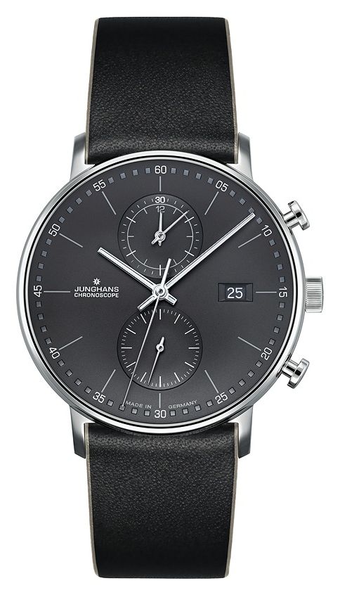Junghans 41/4876.00 Men’s Form C Chronoscope Black Leather Watch