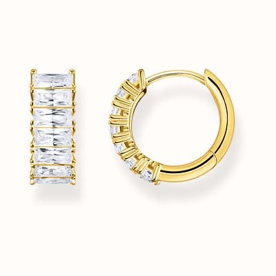 Thomas Sabo Hoop Earrings With White Stones Pavé Gold Plated CR667-414-14