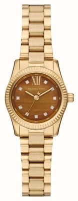 Michael Kors Lexington Petite Crystal (26mm) Brown Dial / Gold PVD Stainless Steel Bracelet MK7578