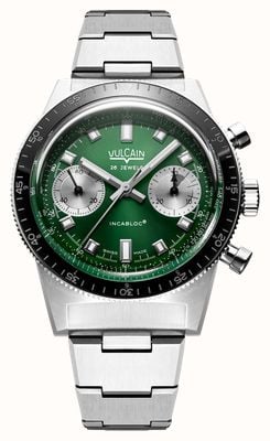 Vulcain Skindiver Chronograph Automatic Limited Edition (39.7mm) Green Dial / Stainless Steel Bracelet Watch 590176BK7.BHM286