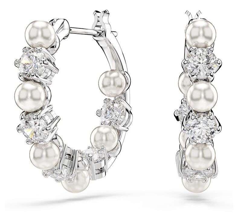 Swarovski 5709256 Matrix Drop Earrings, Crystal Pearl, Round Jewellery