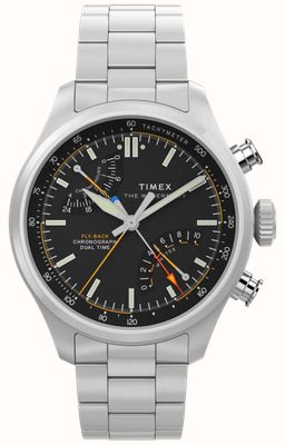 Timex Waterbury Ace Fly-Back Chronograph (43mm) Black Dial / Stainless Steel Bracelet TW2Y70200