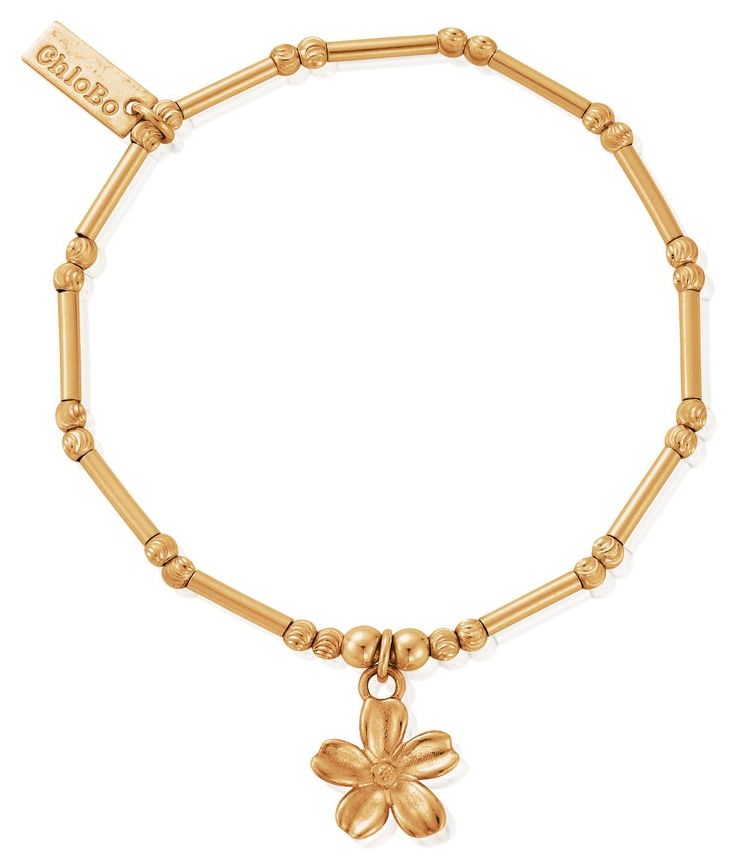ChloBo GBMCTN3411 Dainty Moon Cut Sparkle Forget Me Not Gold Jewellery