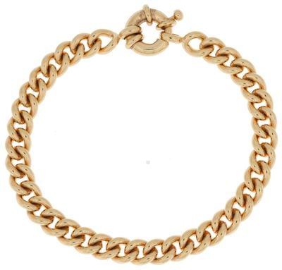 Burren Jewellery 18k Gold Plated Medium Round Curb Bracelet 20cm With Round Clasp B0726