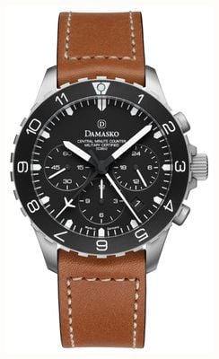 Damasko DC86/2 Chronograph Manufacture Automatic (42mm) Black Dial / Brown Snow Calf Leather Strap DC86/2 BROWN CALF LEATHER