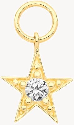 Treasure House 9ct Yellow Gold 5 Point Centre Cubic Zirconia Star Single Earring Charm EPN007