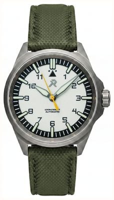 RZE Resolute Type A Automatic (39.5mm) Polaris White Dial / OD Green TecTuff Leather Strap RES-TYPEA-PW