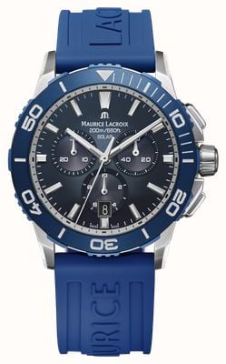 Maurice Lacroix Pontos S Solar Chronograph (42mm) Blue Smoked Translucid Dial / Blue Rubber Strap Watch PT1038-SSL40-430-4
