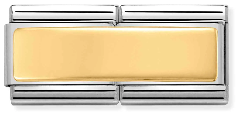Nomination Classic DOUBLE ENGRAVED Steel And Bonded Yellow Gold CUSTOM Smooth Plate Charm 030710/01