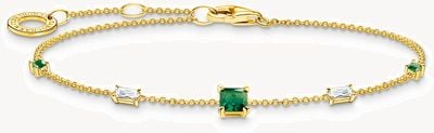 Thomas Sabo Sterling Silver | 18K Gold Plated | Green Emerald | Stone Set | Bracelet A2059-971-7-L19V