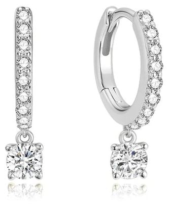 Ania Haie Silver Dangling Sparkle Huggie Hoop Earrings E075-09H