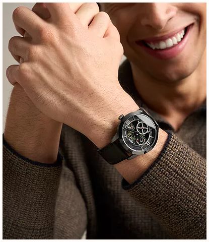 Fossil Townsman Big Tic 42 mm Gunmetal Brown Leather FS6191 - alternate view 3