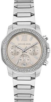 Michael Kors Prescott Ladies Silver Tone chronograph with crystals Watch MK7683