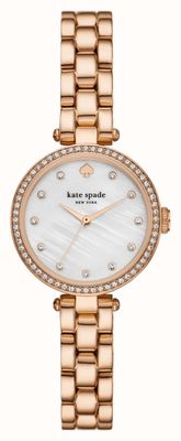 Kate Spade Holland Crystal (34mm) Mother-of-Pearl Dial / Rose-Gold PVD Stainless Steel Bracelet KSW1845