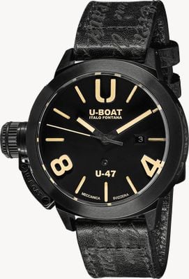 U-Boat CLASSICO U-47 47MM AB1 | Black Dial | Black Leather Strap 9160