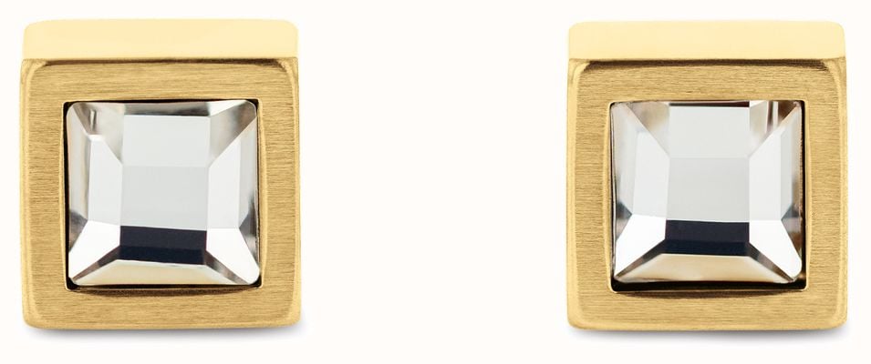 Calvin Klein Essentials Links Square-Shaped Crystal Stud Earrings Gold PVD 35100076
