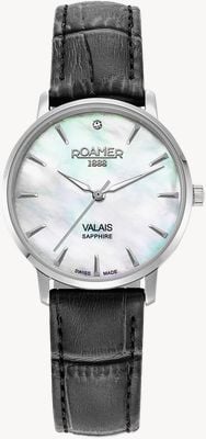Roamer Valais Quartz (32mm) Mother-of-Pearl Dial / Black Leather & Stainless Steel Mesh Strap Set Watch 989847 41 20 05