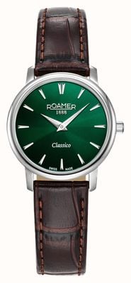 Roamer Classico Ladies Quartz (30mm) Green Dial / Brown Leather Strap 971857 41 75 05