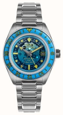 Out Of Order Angelo Azzurro Limited Edition Automatic GMT (40mm) Gradient Glass Dial / Stainless Steel Bracelet OOO.001-25.AA.BAND.SS