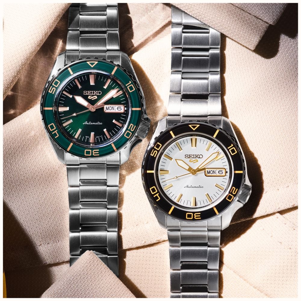 Seiko 5 Sports SKX SNZH Automatic (42.5mm) ‘Tweed Green’ Dial / Stainless Steel Bracelet Watch HDB005K1 - alternate view 5