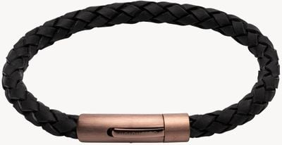 Unique & Co Black Leather | Matte Brown IP Clasp | Bracelet B441BL/21CM