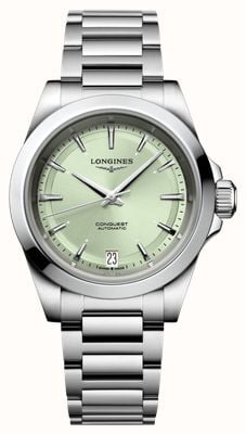 LONGINES Conquest Automatic (34mm) Pastel-Green Sunray Dial / Stainless Steel Bracelet L34304026