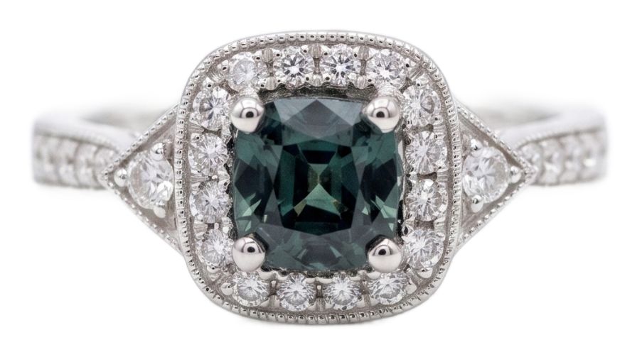 Bass Jewellery J34010 Platinum Diamond And Teal Sapphire Art