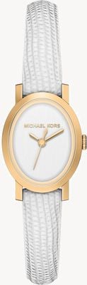 Michael Kors Mini Maude (20.5mm) White Dial / White Leather Strap MK7586