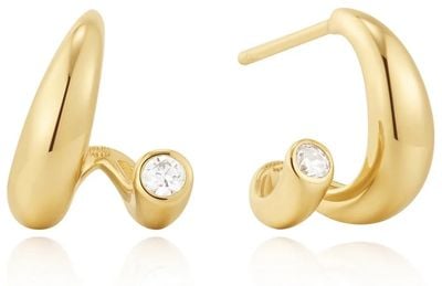 Ania Haie Gold Spiral Bezel-End Stud Hoop Earrings E076-08G