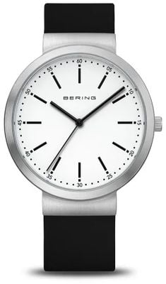 Bering Classic (41mm) White Dial / Black Silicone Strap Watch 10141-404
