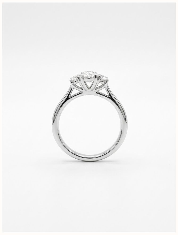 0.89ct Oval Natural Diamond Platinum Trilogy Ring J25396 - alternate view 3