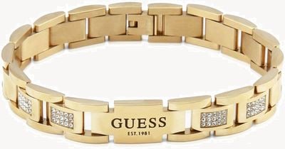 Guess Men's Crystal Set Gold-Tone Stainless Steel Bracelet UMB01342YG
