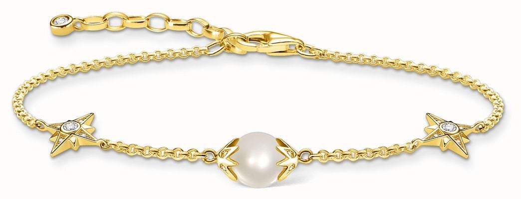 Thomas Sabo 18K Yellow Gold Plated Bracelet | Pearl & Gold Stars A1978-445-14-L19V