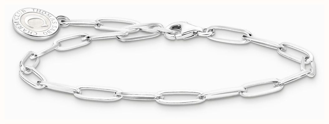 Thomas Sabo Charm Bracelet With Shimmering White Cold Enamel Sterling Silver 15cm X0286-007-21-L15