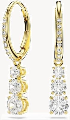 Swarovski Stilla Attract Hoop Earrings Round Cut, White, Gold-Tone Plated 5723300