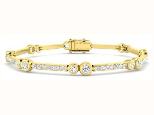 9ct Yellow Gold Round Brilliant Cut Lab-Grown Diamond Bracel SB2543 (LG-YG) 9