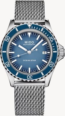 MIDO Ocean Star Tribute Automatic Special Edition (40.5mm) Blue Dial / Stainless Steel Mesh Bracelet M0268071104101