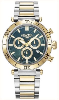 Roamer Men's Toscana (42mm) Green Chronograph Dial / Two-Tone Stainless Steel Bracelet 994837 47 75 20