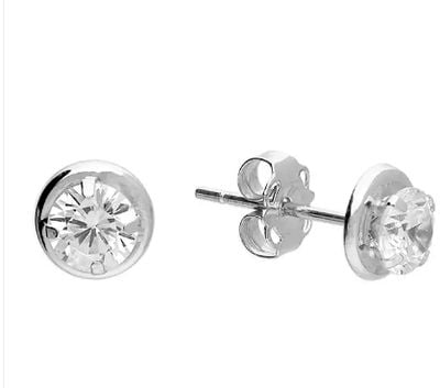 CME Leicester Limited 9ct WHite Gold 4mm Cz Flat Disc Stud Earrings R9807/C
