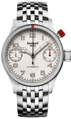 Hanhart PIONEER MonoScope Automatic Chronograph (45mm) Silver Dial / Stainless Steel Bracelet 733.220-6428