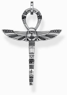 Thomas Sabo Cross of Life Ankh with Scarab Pendant Blackened Sterling Silver - Pendant Only PE778-643-11