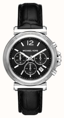 Michael Kors Women's Maren (40mm) Black Chronograph Dial / Black Leather Strap MK7499