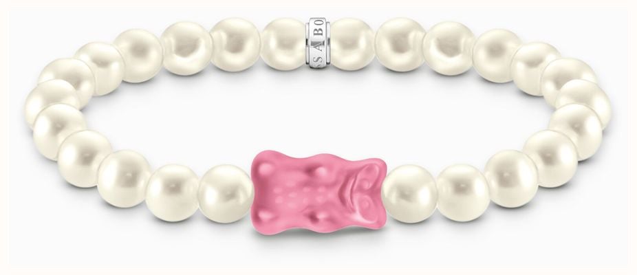 Thomas Sabo x HARIBO Pink Goldbear Freshwater Pearl Sterling Silver Bracelet 15cm A2154-082-9-L15