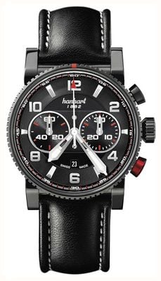 Hanhart PRIMUS Racer Automatic Chronograph (44mm) Black Dial / Black Leather Strap - M 741.510-0020