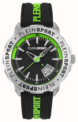 Plein Sport RAMPAGE Date (44mm) Black & Green Dial / Black & Green Silicone Strap PSGDA0124