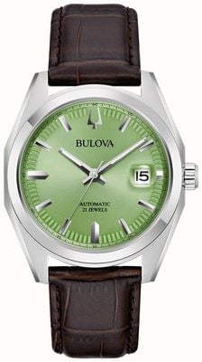 Bulova Men's Surveyor (39mm) Green Dial / Brown Leather Strap 96B427
