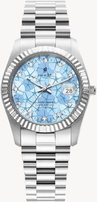 Jacques Du Manoir Inspiration Flower (34mm) Blue Dial / Stainless Steel Bracelet JWL02601
