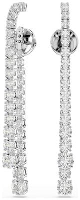 Swarovski Matrix Drop Earrings, Gradient of Round Cuts, White, Rhodium Plated 5709257